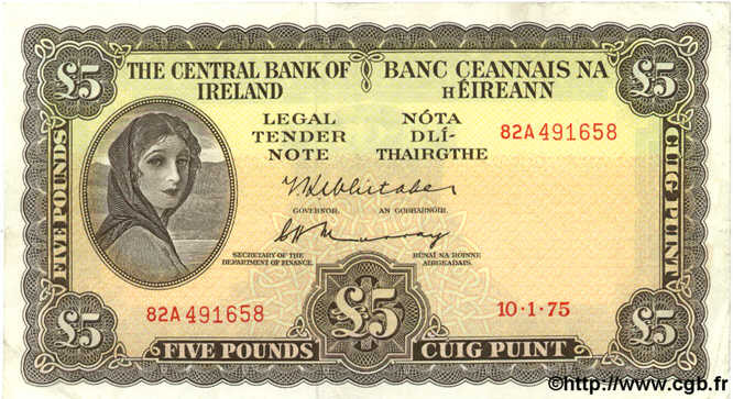 5 Pounds IRLANDE  1975 P.065c TTB