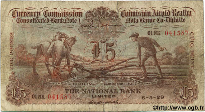 5 Pounds  IRLANDE  1939 P.027 B