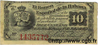 10 Centavos CUBA  1872 P.030a TTB+