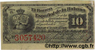 10 Centavos  CUBA  1872 P.030a TTB+