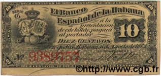10 Centavos CUBA  1883 P.030d TTB+