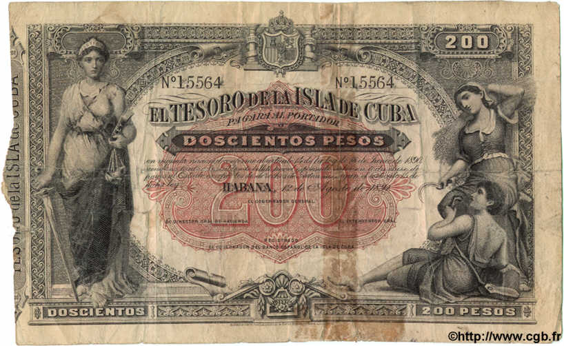 200 Pesos CUBA  1891 P.044 TB