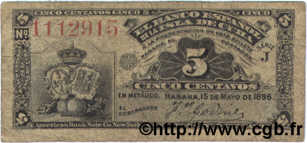 5 Centavos  CUBA  1896 P.045a TB
