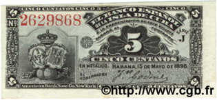 5 Centavos  CUBA  1896 P.045a SPL