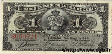 1 Peso CUBA  1896 P.047a TTB+