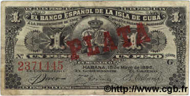 1 Peso CUBA  1896 P.047b TB+