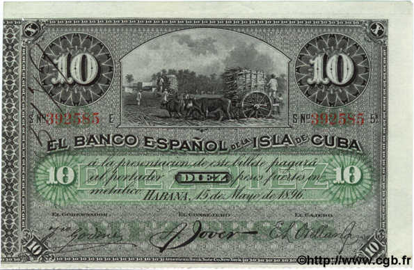 10 Pesos CUBA  1896 P.049c SPL