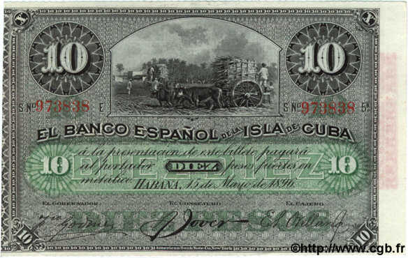 10 Pesos CUBA  1896 P.049d SPL