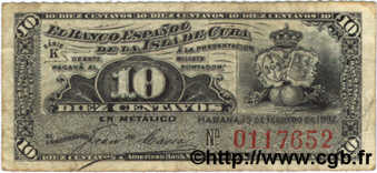 10 Centavos CUBA  1897 P.052 TB