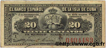 20 Centavos  CUBA  1897 P.053a TTB