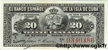 20 Centavos  CUBA  1897 P.053a SUP