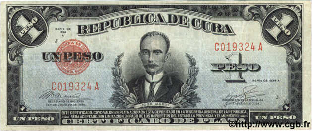 1 Peso  CUBA  1936 P.069c TTB