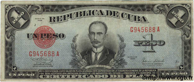 1 Peso CUBA  1938 P.069d TTB