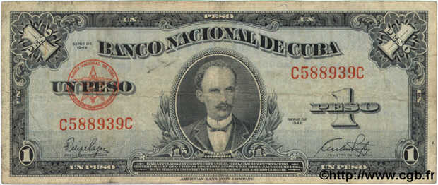 1 Peso CUBA  1949 P.077a TB