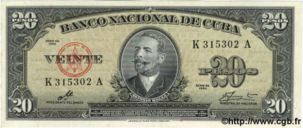 20 Pesos CUBA  1960 P.080c pr.NEUF