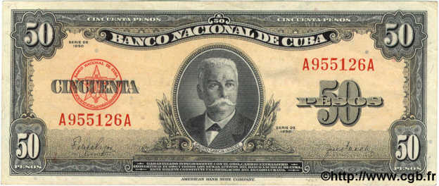 50 Pesos CUBA  1950 P.081a TTB