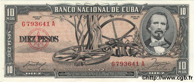 10 Pesos CUBA  1958 P.088b SPL