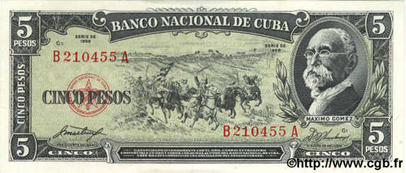 5 Pesos  CUBA  1958 P.091a NEUF