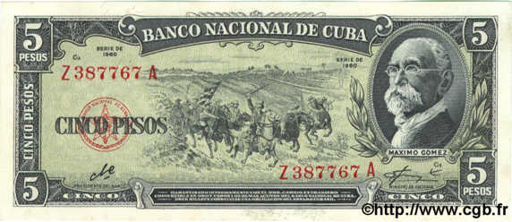 5 Pesos CUBA  1960 P.091c pr.NEUF
