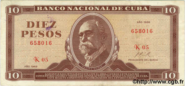 10 Pesos CUBA  1968 P.104a TTB
