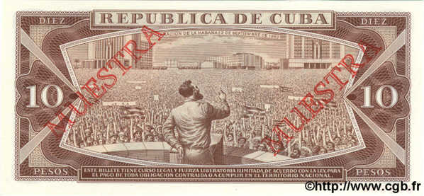 10 Pesos Spécimen KUBA  1986 P.104c ST