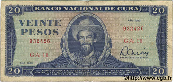 20 Pesos CUBA  1983 P.105c TB