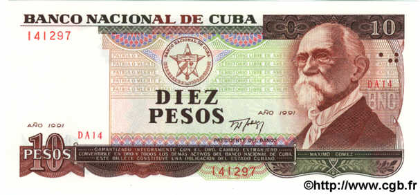 10 Pesos CUBA  1991 P.109 NEUF