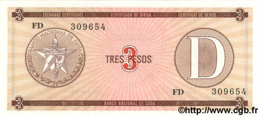 3 Pesos CUBA  1985 P.FX28 NEUF