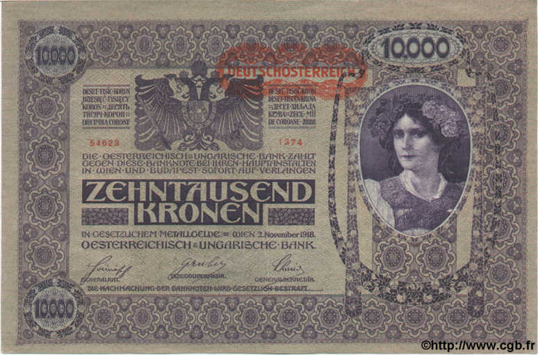 10000 Kronen AUSTRIA  1918 P.065 AU