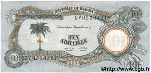 10 Shillings BIAFRA  1968 P.04 pr.NEUF