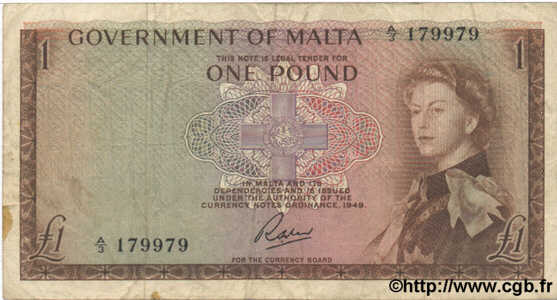 1 Pound MALTE  1963 P.26a TB+