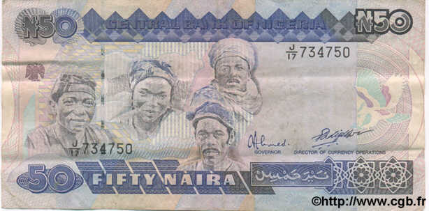50 Naira NIGERIA  1991 P.27b TTB