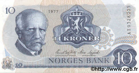 10 Kroner NORVÈGE  1977 P.36c NEUF