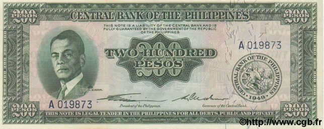 200 Pesos PHILIPPINES  1949 P.140a NEUF
