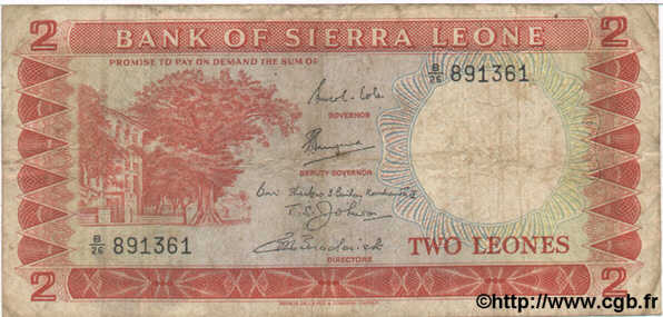 2 Leones  SIERRA LEONE  1969 P.02c B+