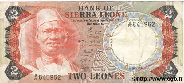 2 Leones SIERRA LEONE  1979 P.06d TTB