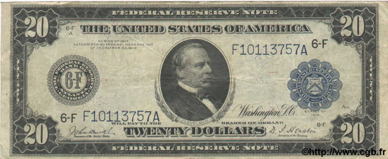20 Dollars  ÉTATS-UNIS D AMÉRIQUE  1914 P.361b TTB
