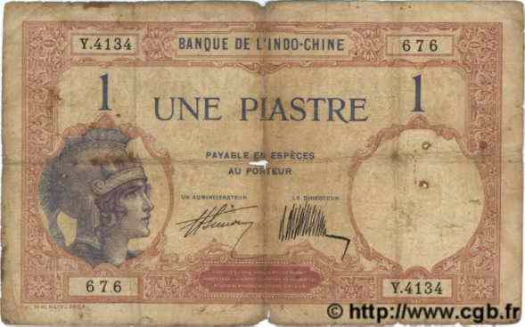 1 Piastre INDOCHINE FRANÇAISE  1927 P.048b B