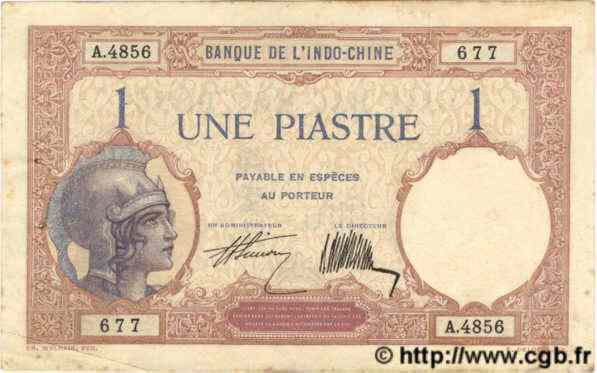 1 Piastre INDOCHINE FRANÇAISE  1927 P.048b TTB