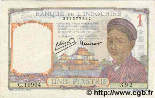 1 Piastre FRENCH INDOCHINA  1945 P.054d AU