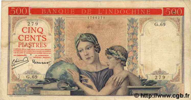 500 Piastres INDOCHINE FRANÇAISE  1951 P.083 TB