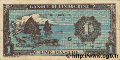 1 Piastre bleu INDOCHINE FRANÇAISE  1944 P.059a TTB