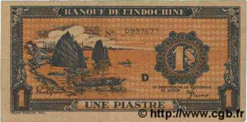 1 Piastre orange INDOCHINE FRANÇAISE  1945 P.058c TTB+