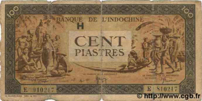 100 Piastres orange, cadre noir INDOCHINE FRANÇAISE  1945 P.073 B