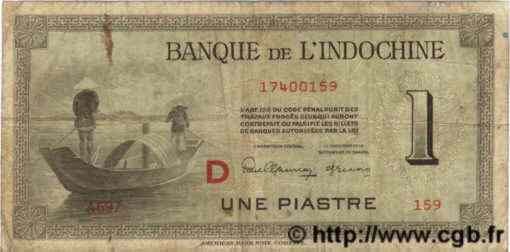 1 Piastre INDOCHINE FRANÇAISE  1945 P.076b B+