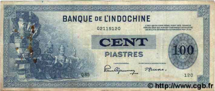 100 Piastres INDOCHINE FRANÇAISE  1945 P.078 TB+