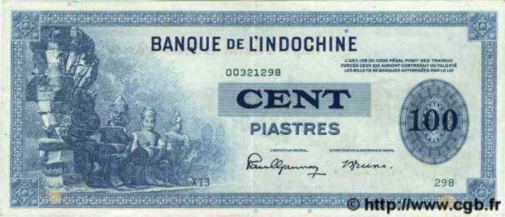 100 Piastres  INDOCHINE FRANÇAISE  1945 P.078 TTB
