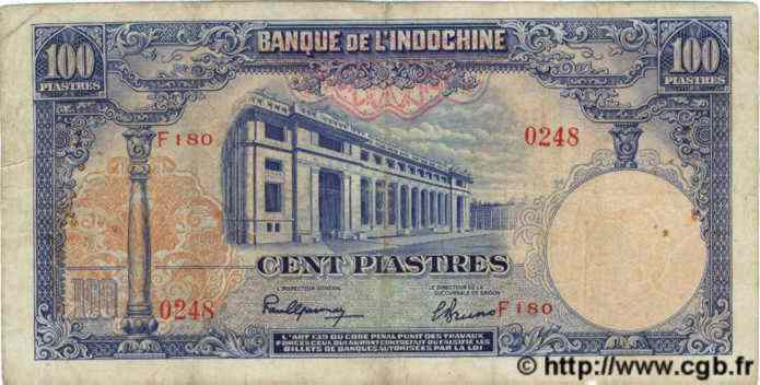 100 Piastres INDOCHINE FRANÇAISE  1945 P.079a TB+