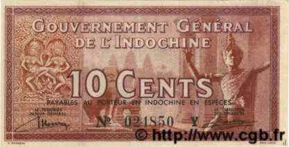 10 Cents INDOCHINE FRANÇAISE  1939 P.085b SUP+