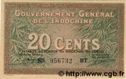 20 Cents INDOCHINE FRANÇAISE  1939 P.086d SPL